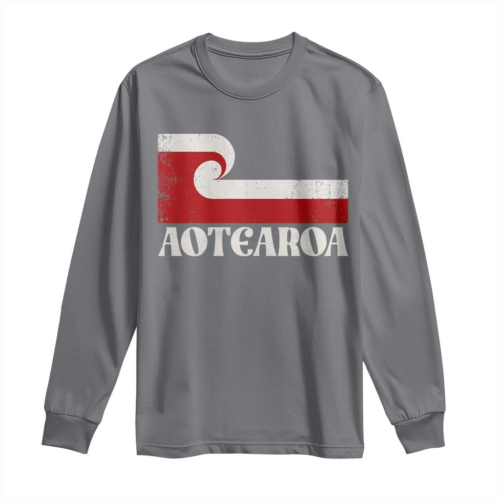 Aotearoa New Zealand Vintage Maori Flag Tino Rangatiratanga Long Sleeve Shirt