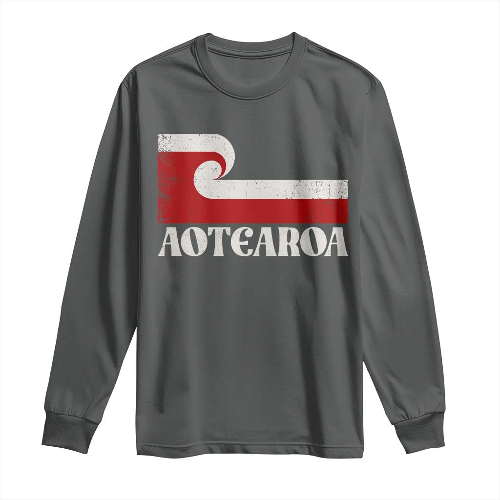 Aotearoa New Zealand Vintage Maori Flag Tino Rangatiratanga Long Sleeve Shirt