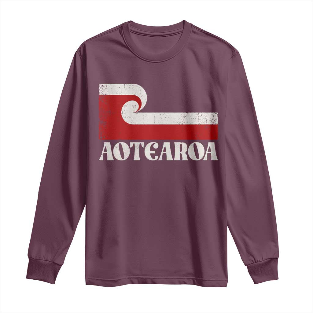 Aotearoa New Zealand Vintage Maori Flag Tino Rangatiratanga Long Sleeve Shirt