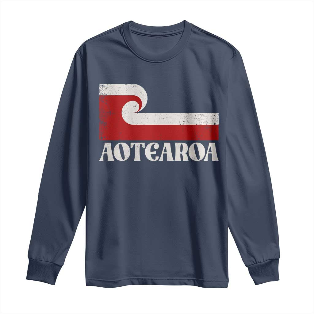Aotearoa New Zealand Vintage Maori Flag Tino Rangatiratanga Long Sleeve Shirt