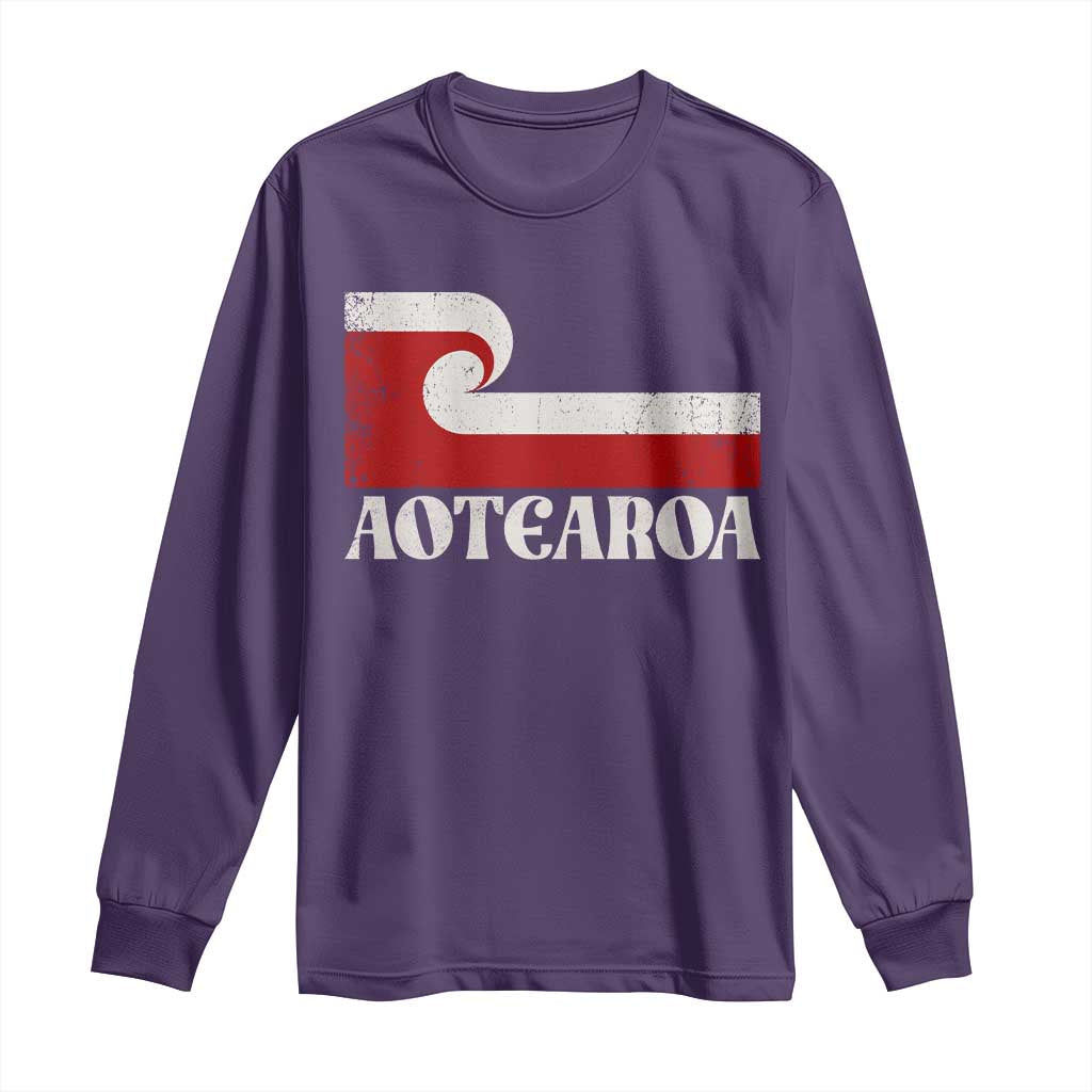 Aotearoa New Zealand Vintage Maori Flag Tino Rangatiratanga Long Sleeve Shirt