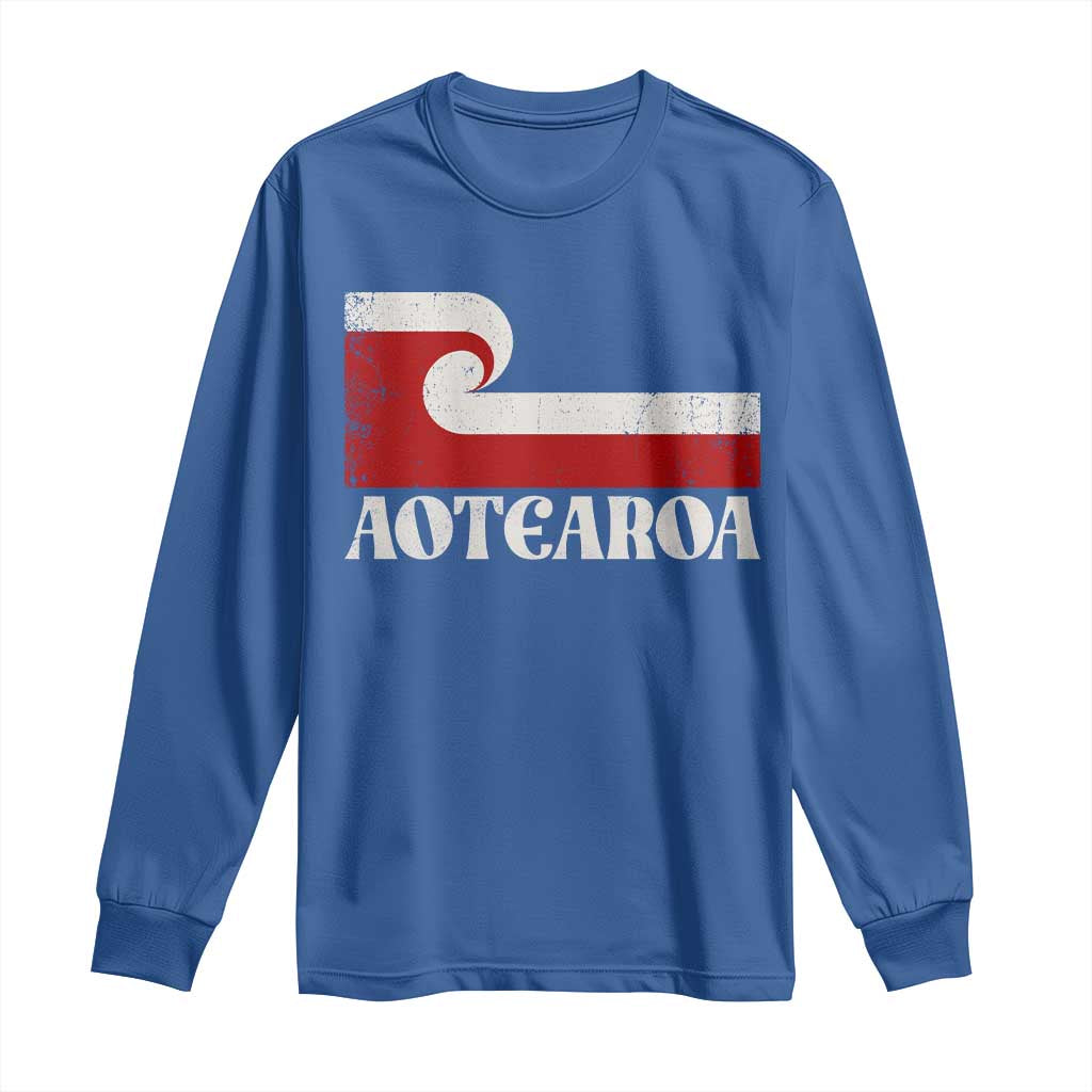 Aotearoa New Zealand Vintage Maori Flag Tino Rangatiratanga Long Sleeve Shirt