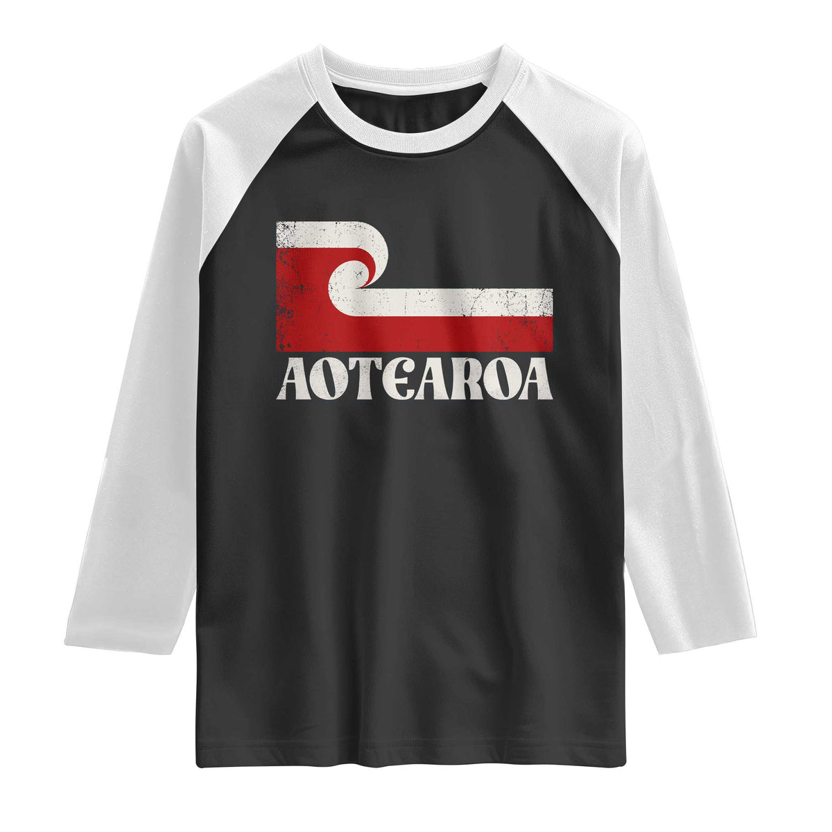 Aotearoa New Zealand Vintage Maori Flag Tino Rangatiratanga Raglan Shirt