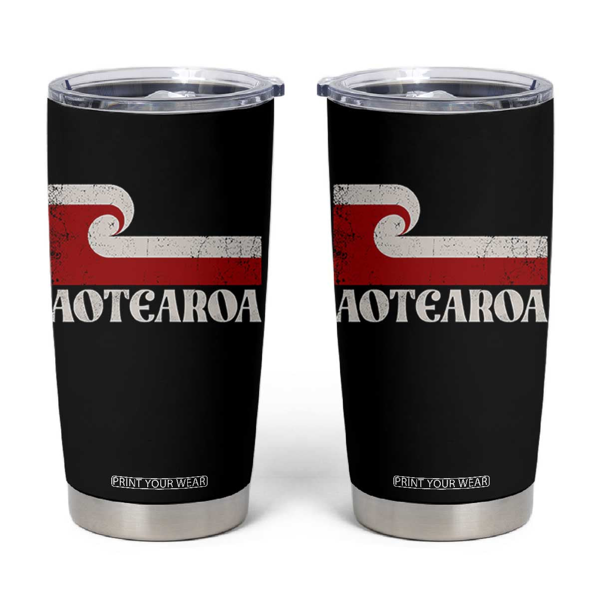 Aotearoa New Zealand Vintage Maori Flag Tino Rangatiratanga Tumbler Cup TS11 Black Print Your Wear
