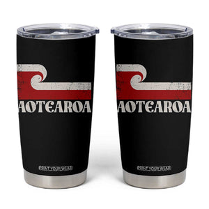 Aotearoa New Zealand Vintage Maori Flag Tino Rangatiratanga Tumbler Cup TS11 Black Print Your Wear