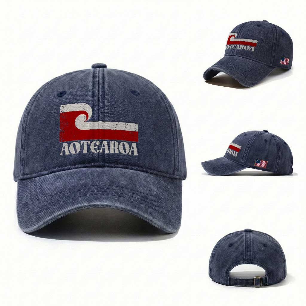 Aotearoa New Zealand Vintage Maori Flag Tino Rangatiratanga Washed Cotton Baseball Cap