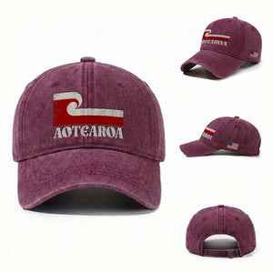 Aotearoa New Zealand Vintage Maori Flag Tino Rangatiratanga Washed Cotton Baseball Cap