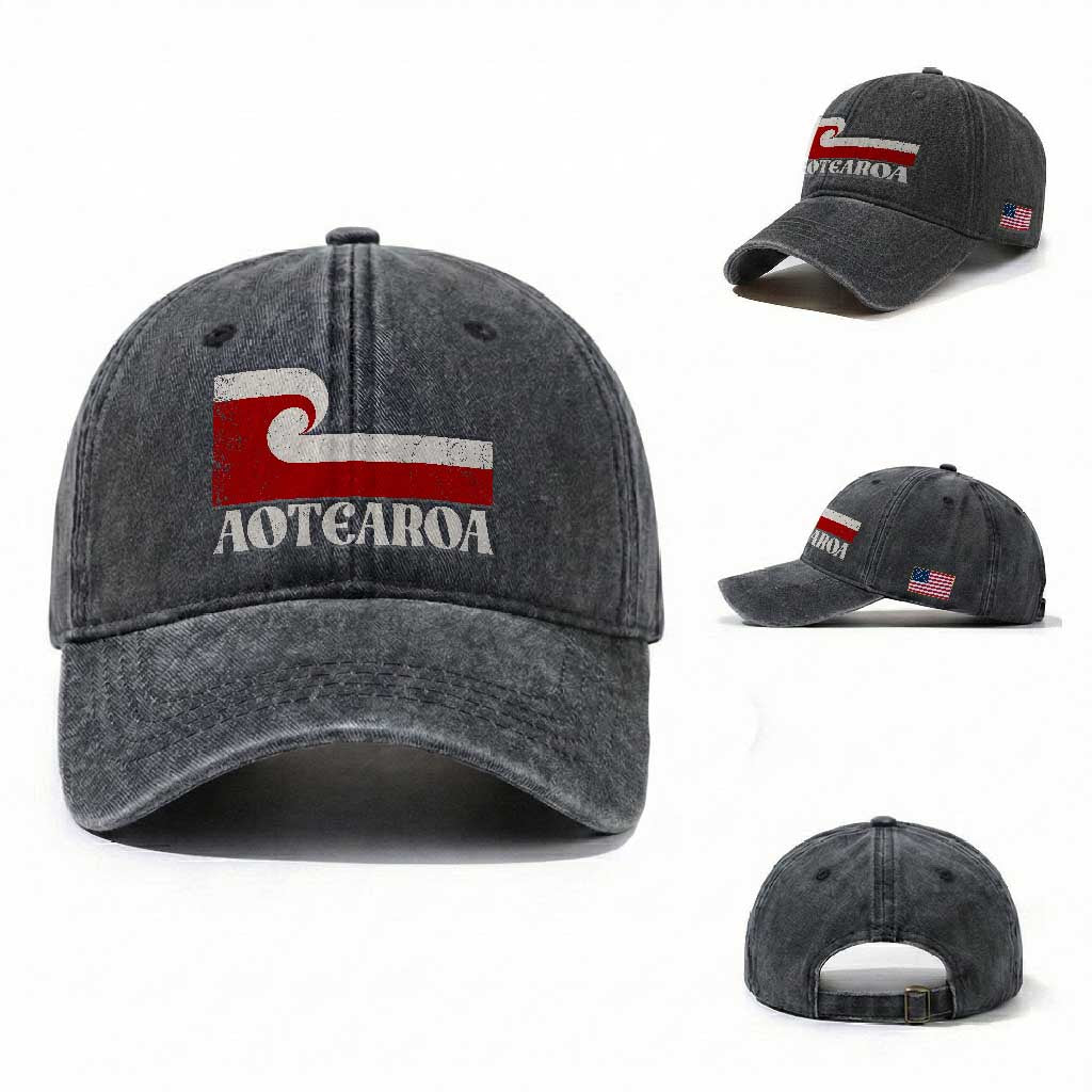 Aotearoa New Zealand Vintage Maori Flag Tino Rangatiratanga Washed Cotton Baseball Cap