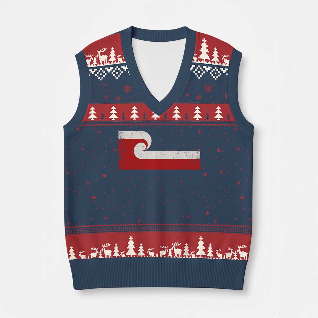 Maori Flag Tino Rangatiratanga V-Neck Knit Sweater Vest Polynesian Heritage New Zealand Pride