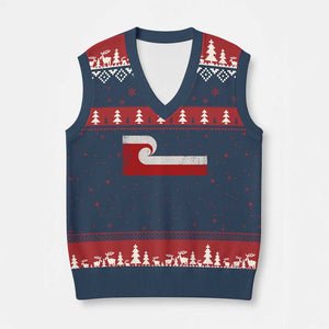 Maori Flag Tino Rangatiratanga V-Neck Knit Sweater Vest Polynesian Heritage New Zealand Pride