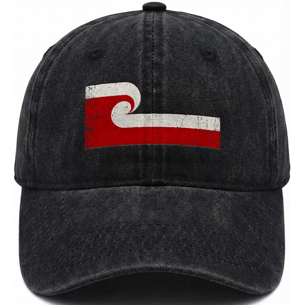 Maori Flag Tino Rangatiratanga Washed Cotton Baseball Cap Polynesian Heritage New Zealand Pride TS11 Print Your Wear