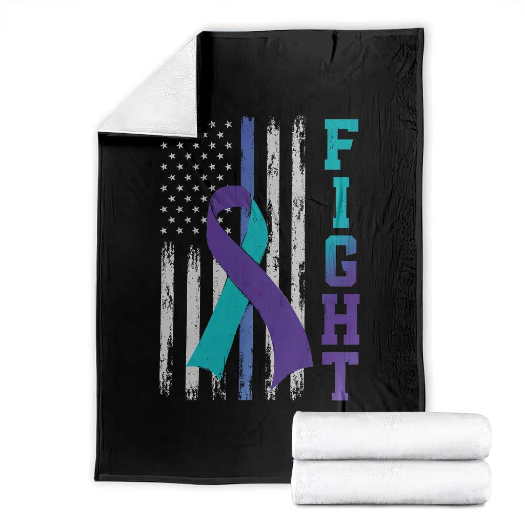 Fight Police Suicide Prevention Awareness American Flag Ribbon Support Throw Blanket TS11 Black Print Your Wear