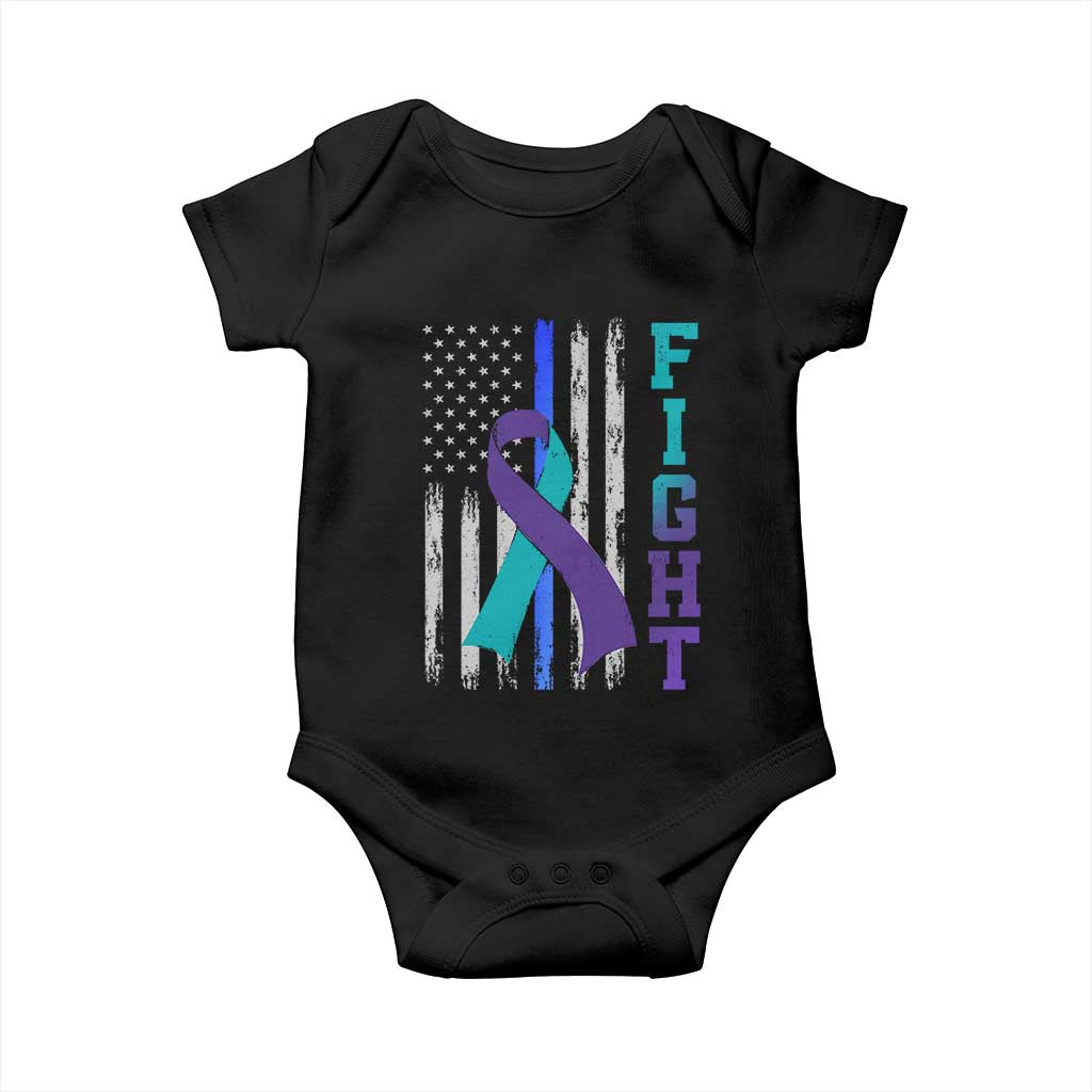 Fight Police Suicide Prevention Awareness American Flag Ribbon Support Baby Onesie
