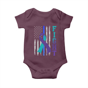 Fight Police Suicide Prevention Awareness American Flag Ribbon Support Baby Onesie