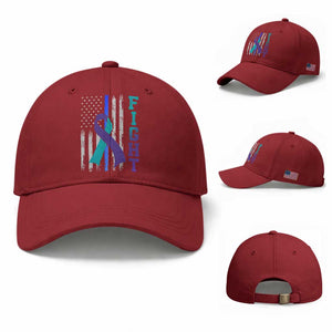 Fight Police Suicide Prevention Awareness American Flag Ribbon Support Baseball Cap