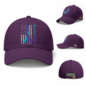 Fight Police Suicide Prevention Awareness American Flag Ribbon Support Baseball Cap