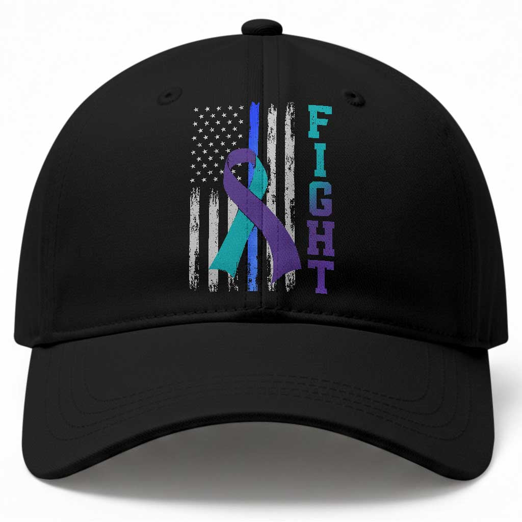 Fight Police Suicide Prevention Awareness American Flag Ribbon Support Baseball Cap TS11 Print Your Wear