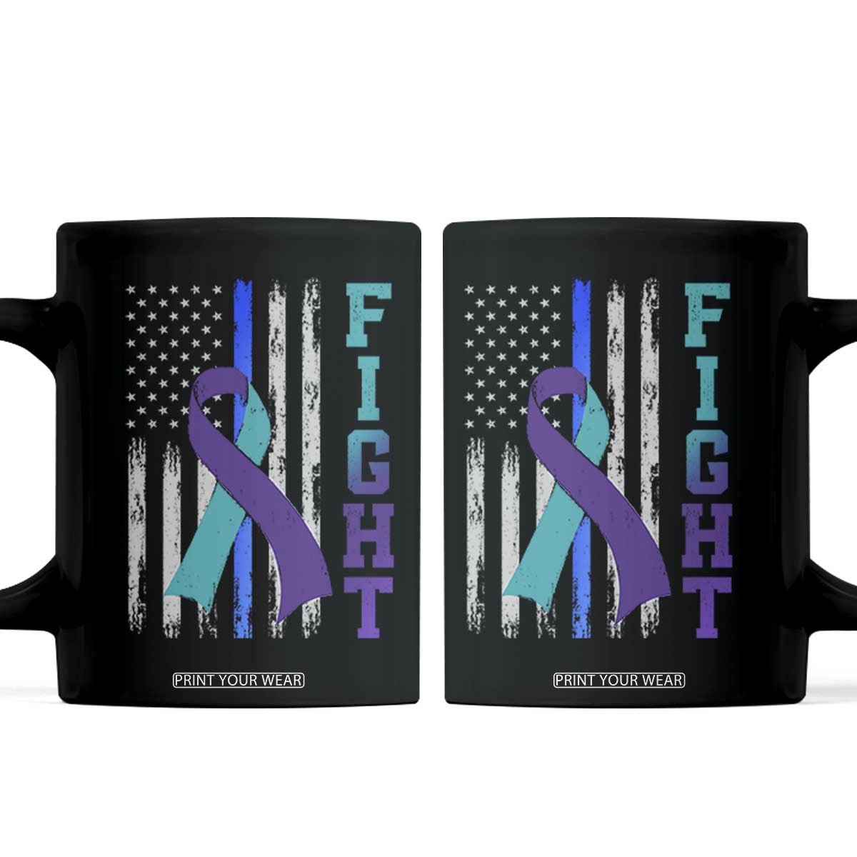 Fight Police Suicide Prevention Awareness American Flag Ribbon Support Coffee Mug