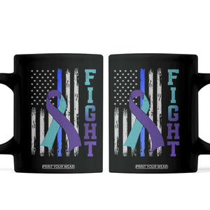 Fight Police Suicide Prevention Awareness American Flag Ribbon Support Coffee Mug