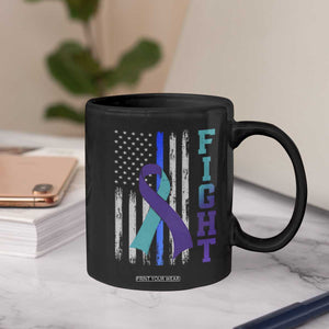 Fight Police Suicide Prevention Awareness American Flag Ribbon Support Coffee Mug