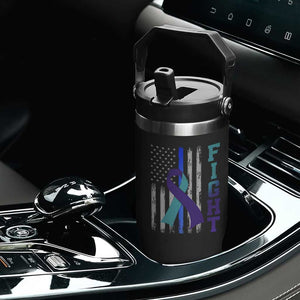 Fight Police Suicide Prevention Awareness American Flag Ribbon Support Flip Straw Tumbler