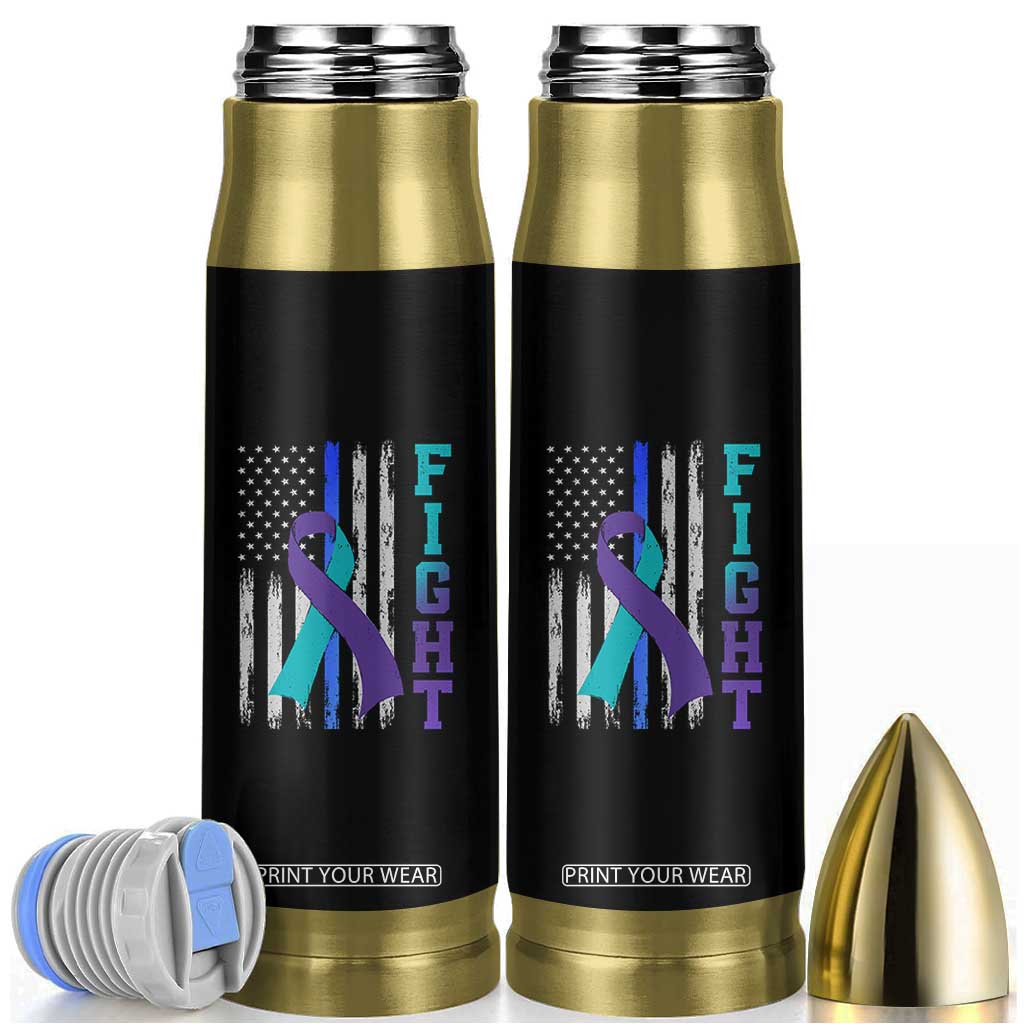 Fight Police Suicide Prevention Awareness American Flag Ribbon Support Bullet Tumbler