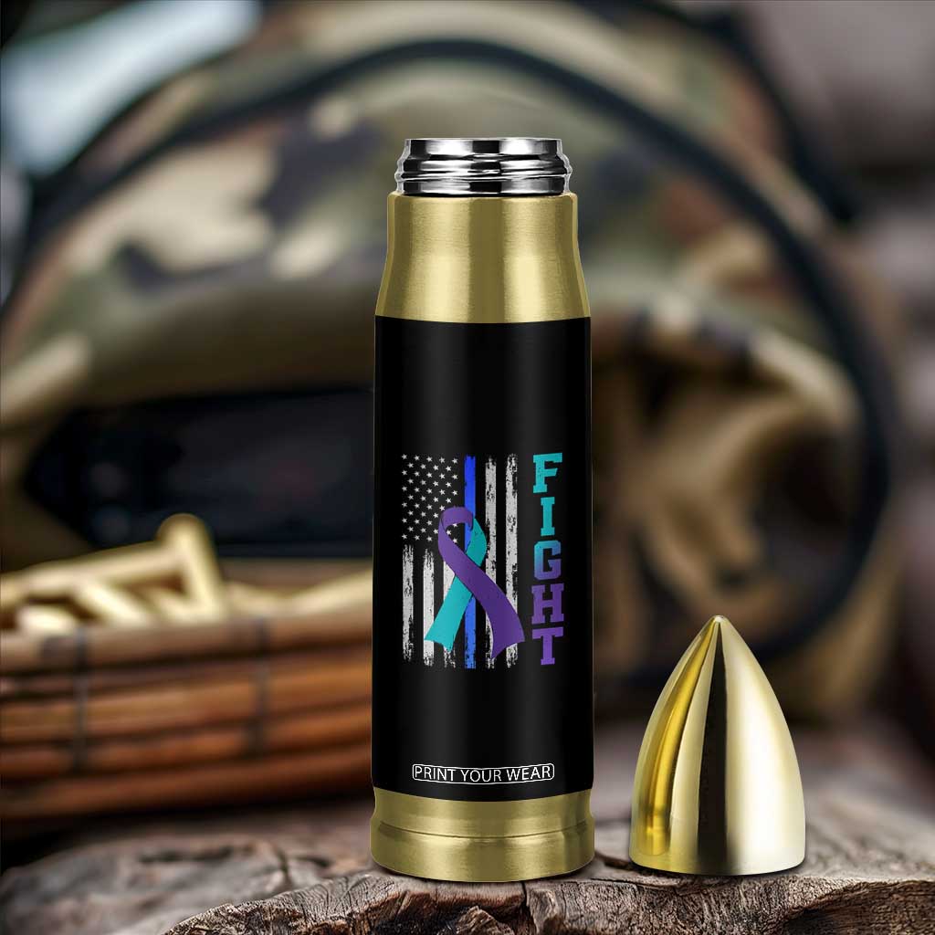 Fight Police Suicide Prevention Awareness American Flag Ribbon Support Bullet Tumbler
