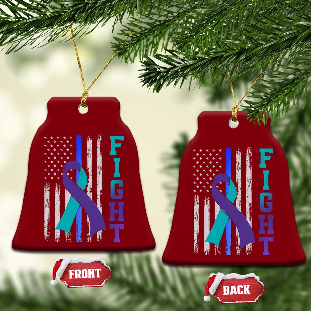 Fight Police Suicide Prevention Awareness American Flag Ribbon Support Ceramic Ornament