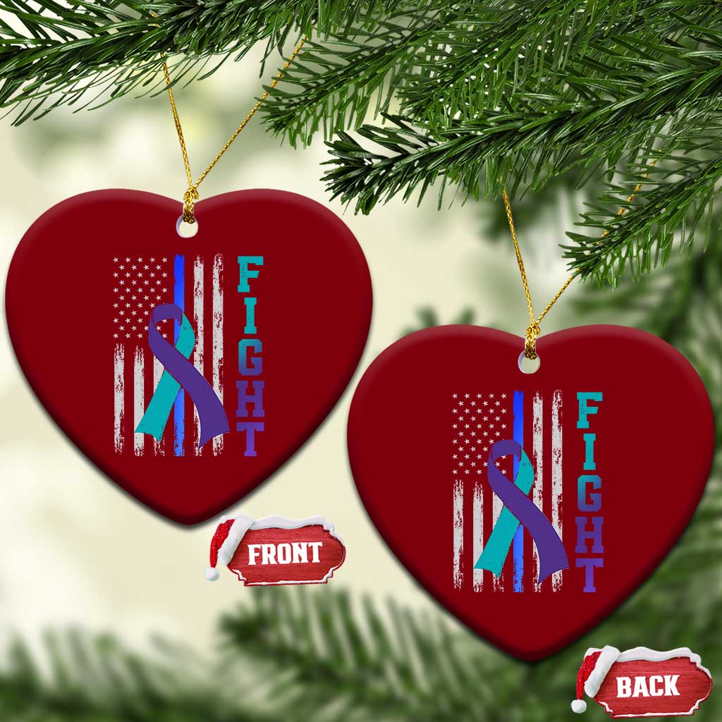 Fight Police Suicide Prevention Awareness American Flag Ribbon Support Ceramic Ornament