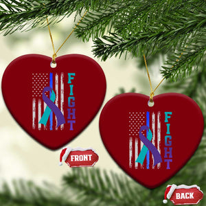 Fight Police Suicide Prevention Awareness American Flag Ribbon Support Ceramic Ornament