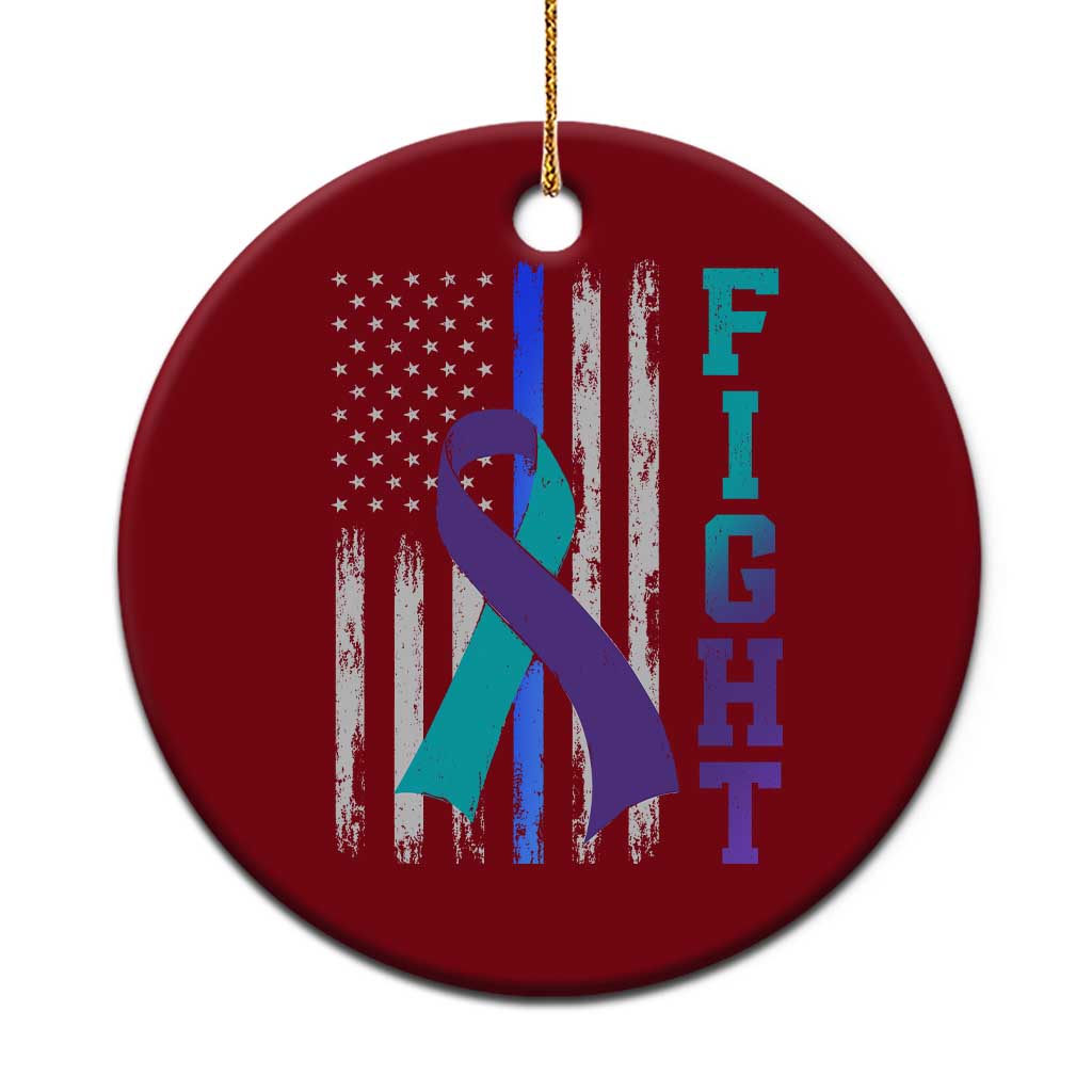 Fight Police Suicide Prevention Awareness American Flag Ribbon Support Ceramic Ornament TS11 1pc Red Print Your Wear