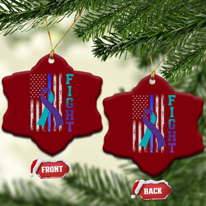 Fight Police Suicide Prevention Awareness American Flag Ribbon Support Ceramic Ornament