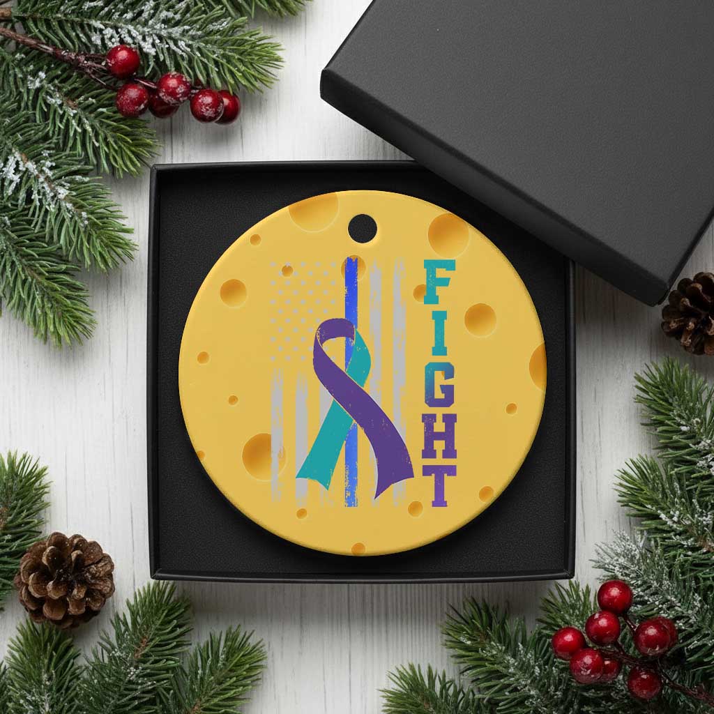 Fight Police Suicide Prevention Awareness American Flag Ribbon Support Ceramic Ornament