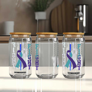 Fight Police Suicide Prevention Awareness American Flag Ribbon Support Glass Can