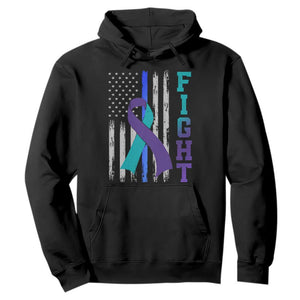 Fight Police Suicide Prevention Awareness American Flag Ribbon Support Hoodie
