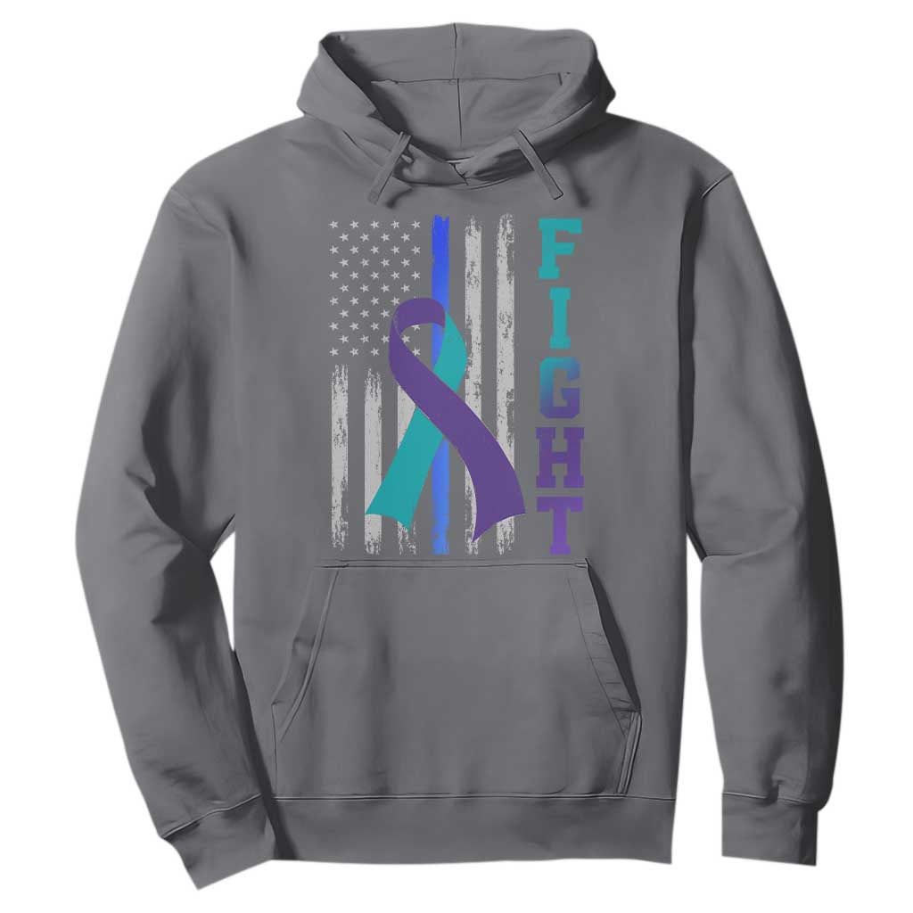 Fight Police Suicide Prevention Awareness American Flag Ribbon Support Hoodie