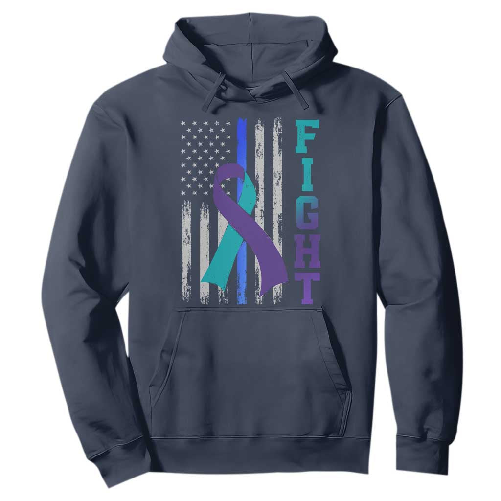 Fight Police Suicide Prevention Awareness American Flag Ribbon Support Hoodie