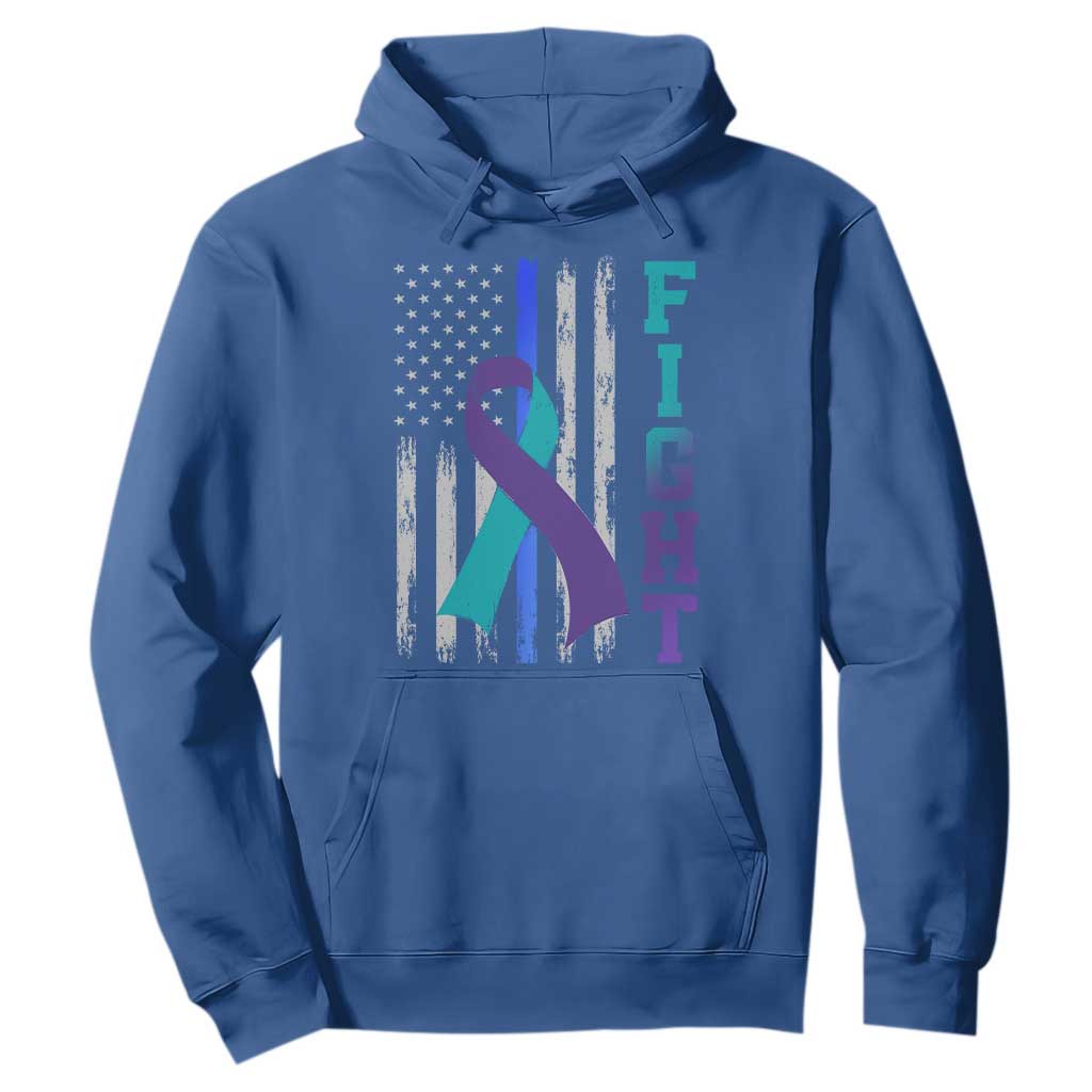 Fight Police Suicide Prevention Awareness American Flag Ribbon Support Hoodie