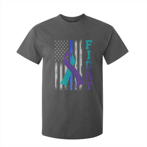 Fight Police Suicide Prevention Awareness American Flag Ribbon Support T Shirt For Kid