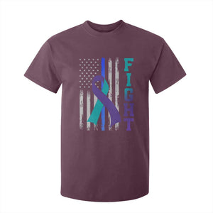 Fight Police Suicide Prevention Awareness American Flag Ribbon Support T Shirt For Kid