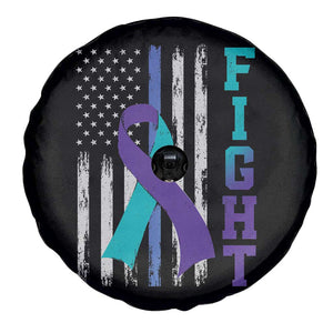 Fight Police Suicide Prevention Awareness American Flag Ribbon Support Spare Tire Cover