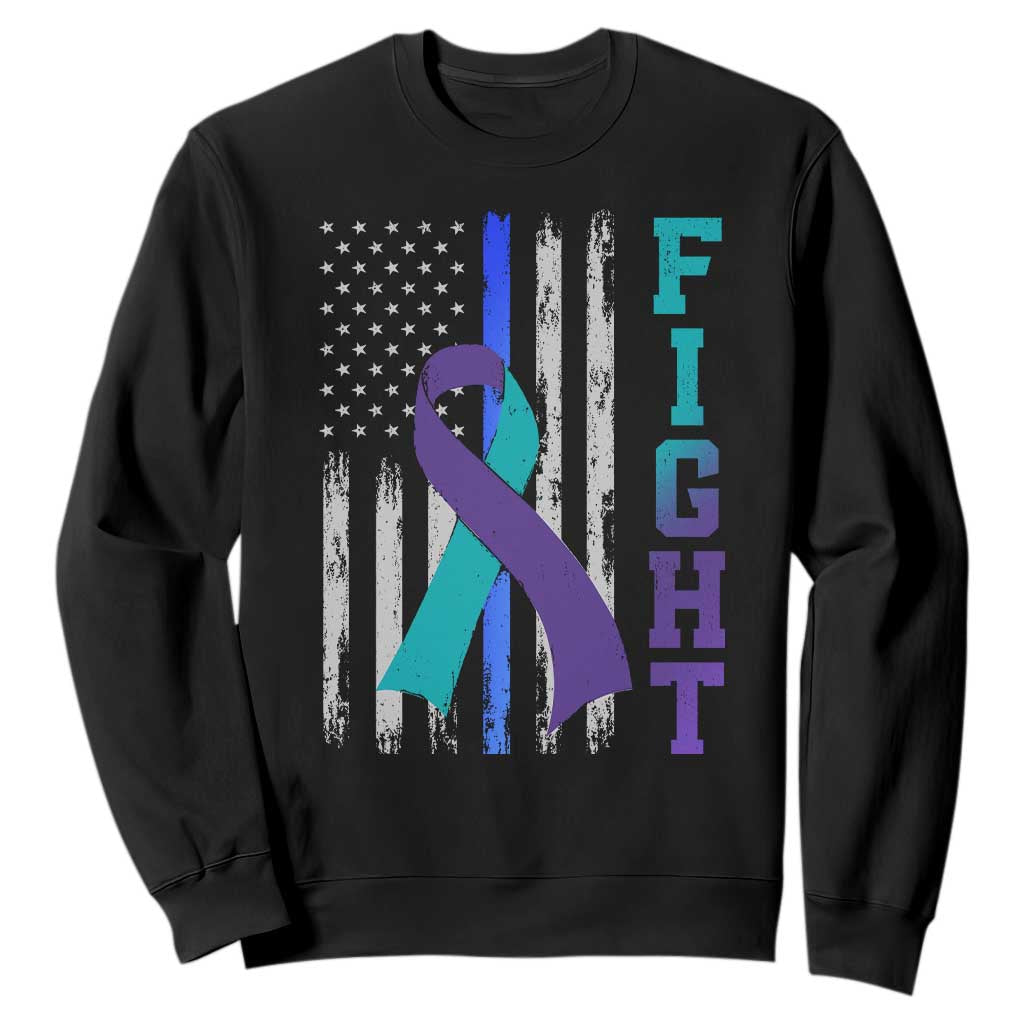 Fight Police Suicide Prevention Awareness American Flag Ribbon Support Sweatshirt