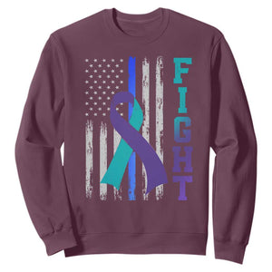 Fight Police Suicide Prevention Awareness American Flag Ribbon Support Sweatshirt