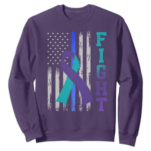 Fight Police Suicide Prevention Awareness American Flag Ribbon Support Sweatshirt