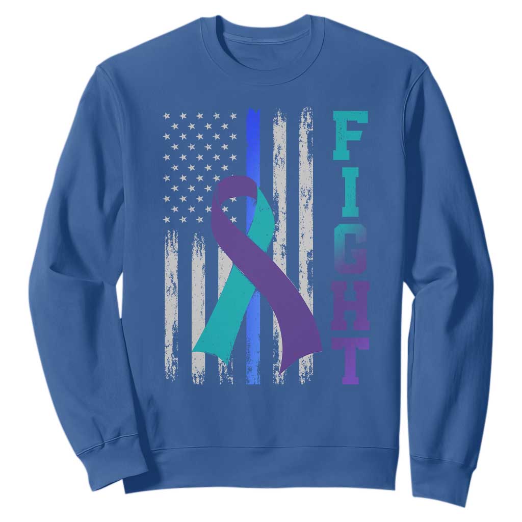 Fight Police Suicide Prevention Awareness American Flag Ribbon Support Sweatshirt