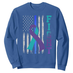 Fight Police Suicide Prevention Awareness American Flag Ribbon Support Sweatshirt