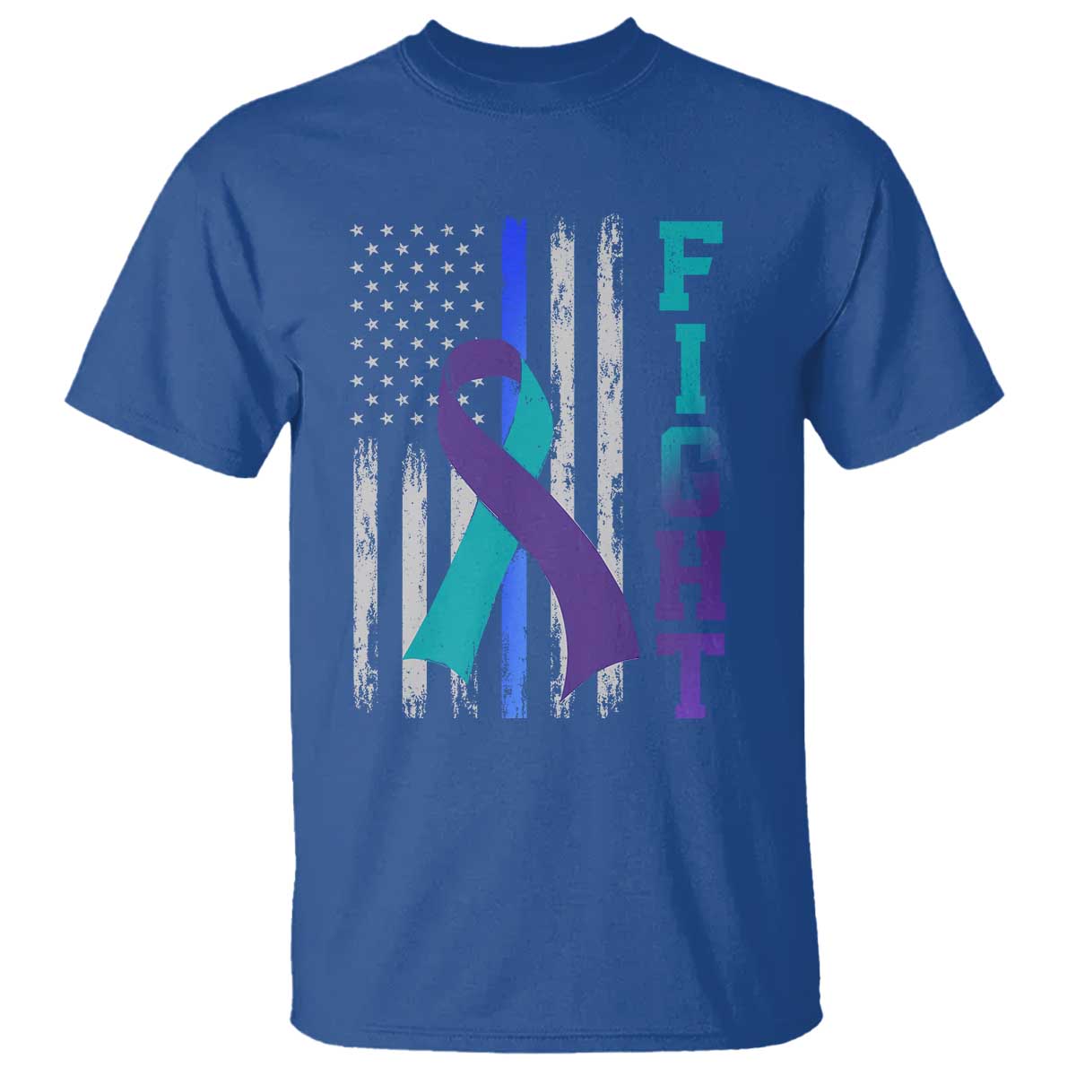 Fight Police Suicide Prevention Awareness American Flag Ribbon Support T Shirt