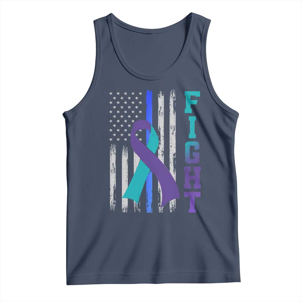Fight Police Suicide Prevention Awareness American Flag Ribbon Support Tank Top