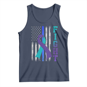 Fight Police Suicide Prevention Awareness American Flag Ribbon Support Tank Top