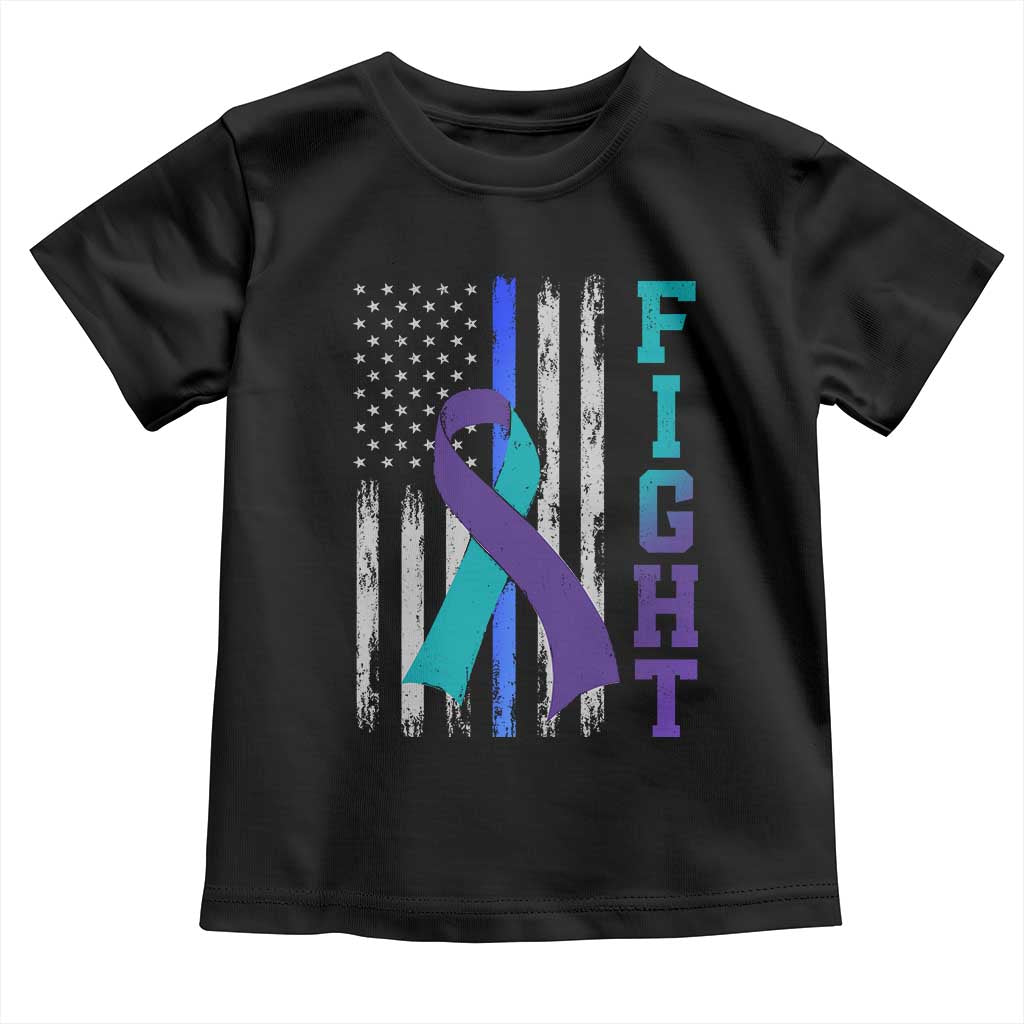 Fight Police Suicide Prevention Awareness American Flag Ribbon Support Toddler T Shirt TS11 Black Print Your Wear